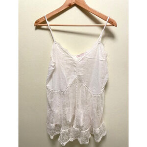 Victorias Secret Womens Slip Dress Medium White Floral Lace Sheer Feminine Y2K